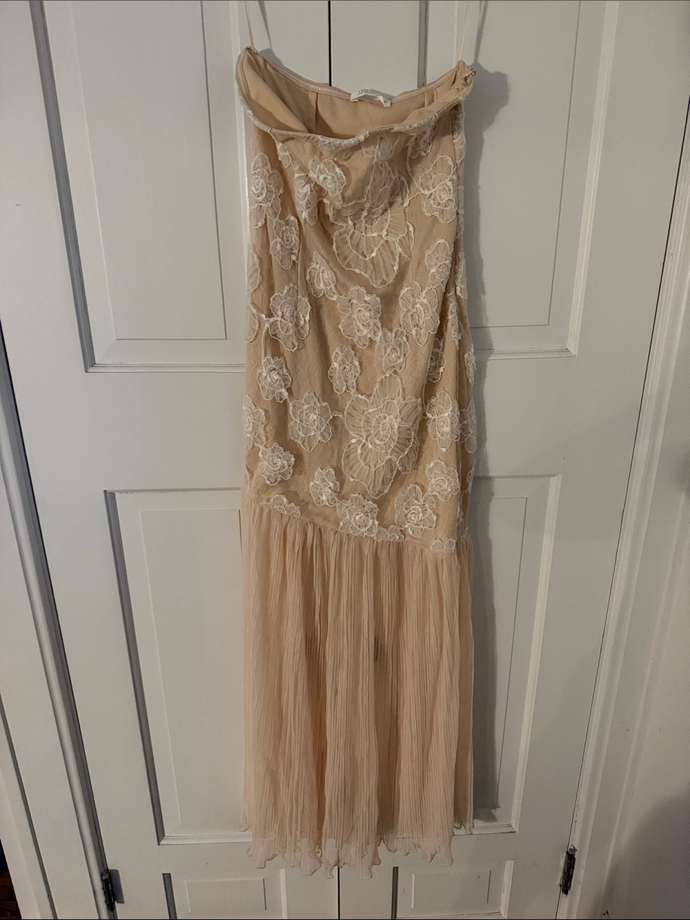 12th Tribe Strapless Lace Applique Maxi Dress in Nude Blush - Picture 4 of 5